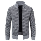 Eleganter Herren Cardigan Slim Fit mit Stehkragen und praktischem Reißverschluss - 7 - Atelier-Zofia