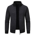 Eleganter Herren Cardigan Slim Fit mit Stehkragen und praktischem Reißverschluss - 9 - Atelier-Zofia