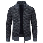 Eleganter Herren Cardigan Slim Fit mit Stehkragen und praktischem Reißverschluss - 10 - Atelier-Zofia