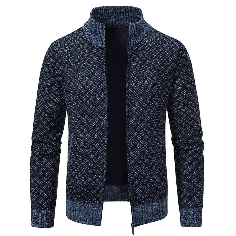 Eleganter Herren Cardigan Slim Fit mit Stehkragen und praktischem Reißverschluss - 14 - Atelier-Zofia