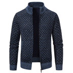 Eleganter Herren Cardigan Slim Fit mit Stehkragen und praktischem Reißverschluss - 15 - Atelier-Zofia