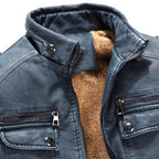 Herren Lederjacke mit Stehkragen und praktischem Reißverschlussdesign - 1 - Atelier-Zofia