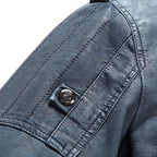 Herren Lederjacke mit Stehkragen und praktischem Reißverschlussdesign - 2 - Atelier-Zofia
