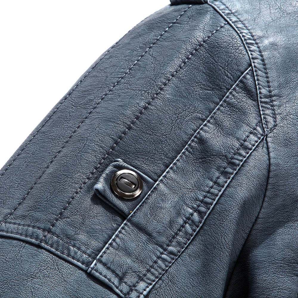Herren Lederjacke mit Stehkragen und praktischem Reißverschlussdesign - 2 - Atelier-Zofia