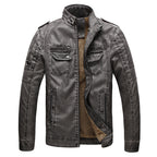 Herren Lederjacke mit Stehkragen und praktischem Reißverschlussdesign - 3 - Atelier-Zofia