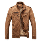 Herren Lederjacke mit Stehkragen und praktischem Reißverschlussdesign - 6 - Atelier-Zofia
