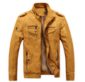 Herren Lederjacke mit Stehkragen und praktischem Reißverschlussdesign - 9 - Atelier-Zofia