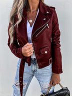 Stylische Damen Bikerjacke mit Reißverschluss für jede Gelegenheit - 2 - Atelier-Zofia