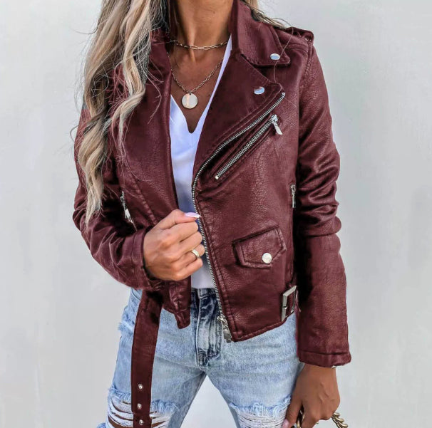 Stylische Damen Bikerjacke mit Reißverschluss für jede Gelegenheit - 6 - Atelier-Zofia