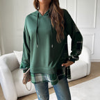Damen Oversized Kapuzenpullover mit modischem Karomuster - 1 - Atelier-Zofia