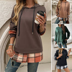 Damen Oversized Kapuzenpullover mit modischem Karomuster - 2 - Atelier-Zofia
