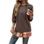 Damen Oversized Kapuzenpullover mit modischem Karomuster - 4 - Atelier-Zofia