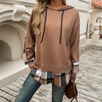 Damen Oversized Kapuzenpullover mit modischem Karomuster - 6 - Atelier-Zofia
