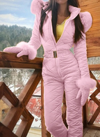Eleganter Damen-Jumpsuit mit kuscheligem Fellbesatz - 3 - Atelier-Zofia