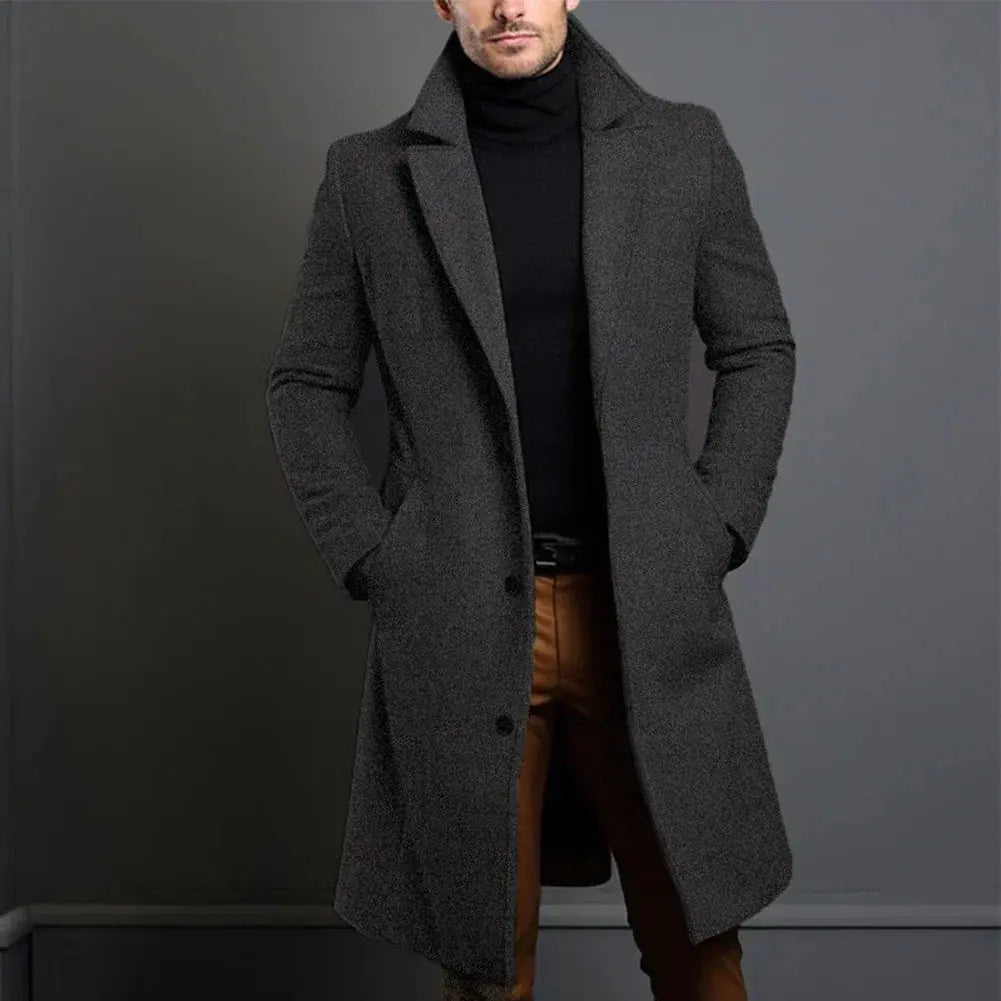 Stilvoller Herren-Wintermantel mit taillierter Passform, fallendem Revers und Knopfverschluss - J&B - 5 - Atelier-Zofia