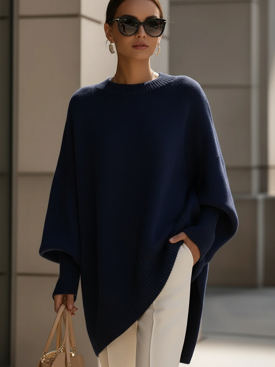 Isabella – Eleganter Damen-Strickponcho mit asymmetrischem Schnitt