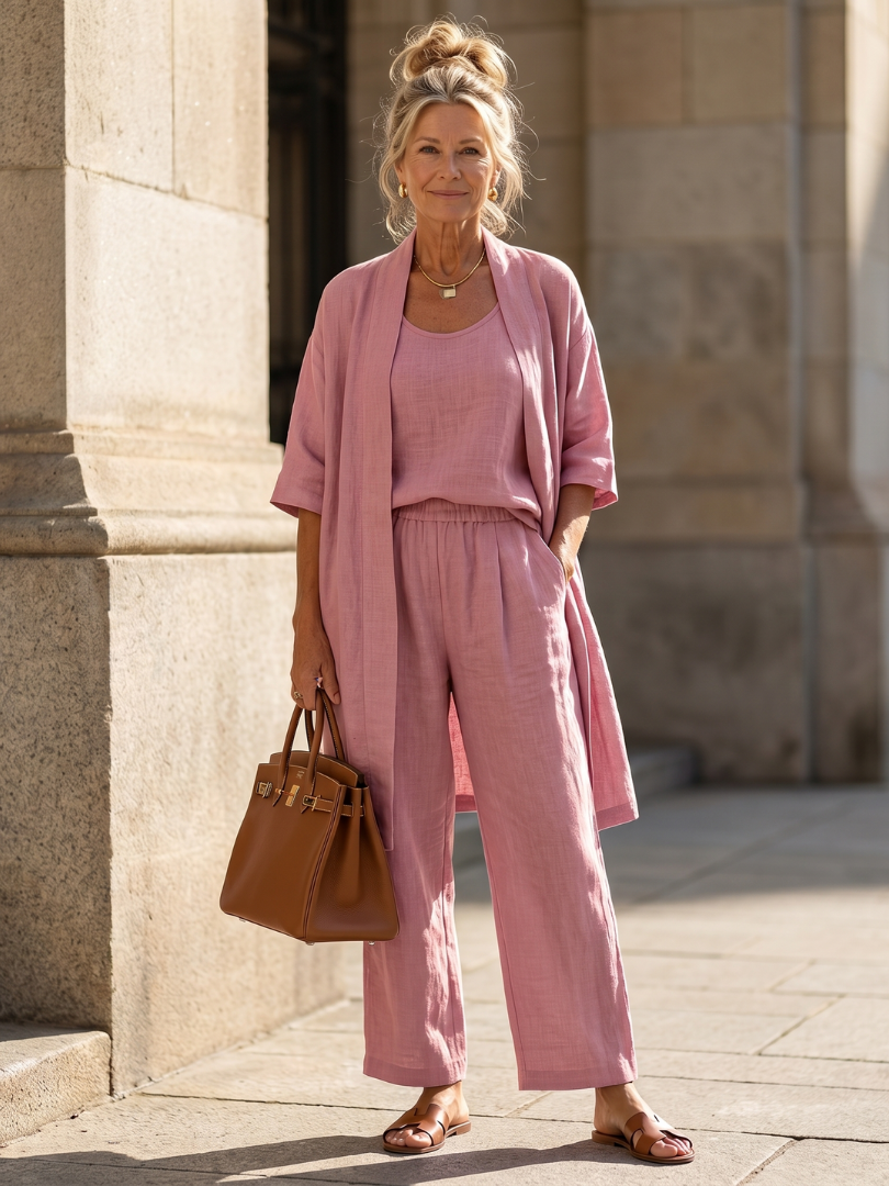Elegantes Damen Outfit mit lockerem Oberteil und bequemen Hosen – J&B - 1 - Atelier-Zofia