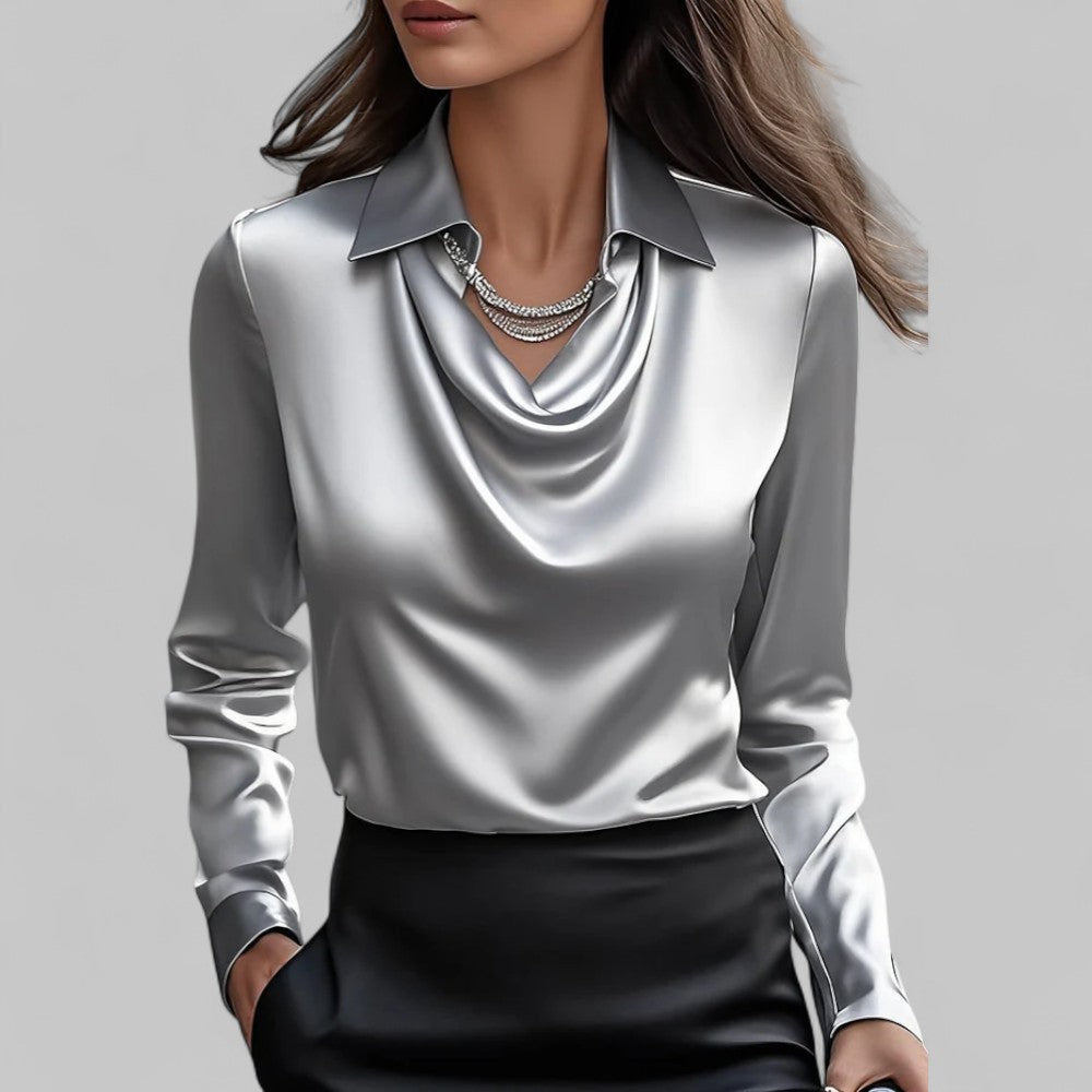 Victoria – Elegante Damenbluse mit fließendem Wasserfallausschnitt
