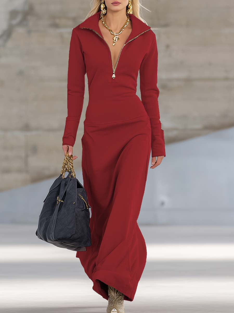 Lena – Eleganter Damen-Jumpsuit mit Reißverschlusskragen