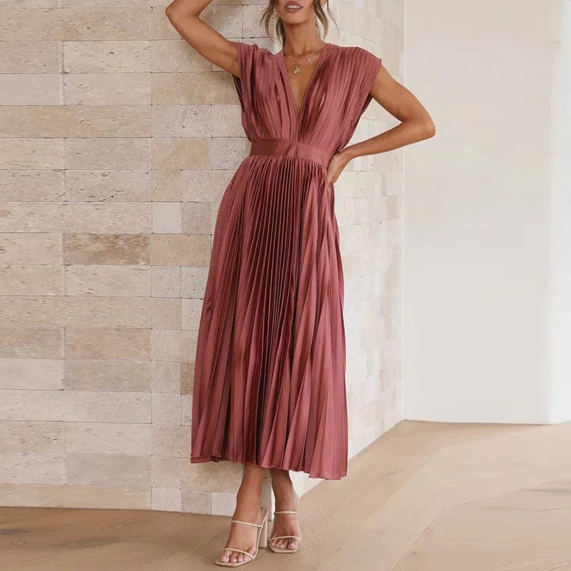 Helena – Elegantes plissiertes Midi-Kleid mit femininer Silhouette