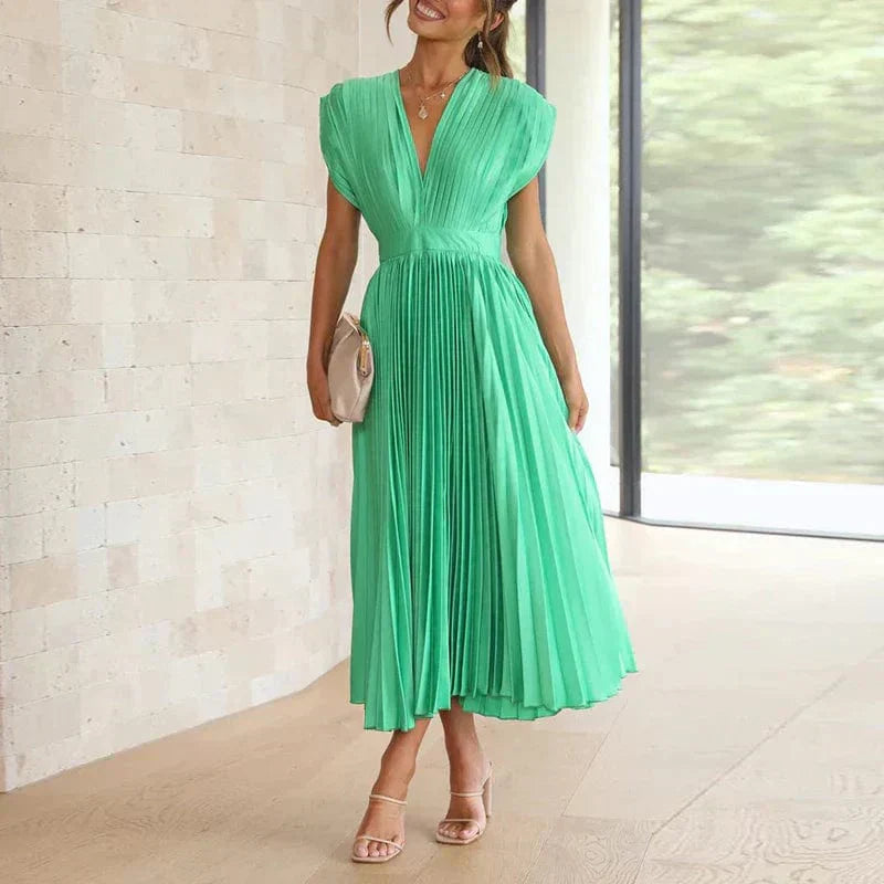 Helena – Elegantes plissiertes Midi-Kleid mit femininer Silhouette