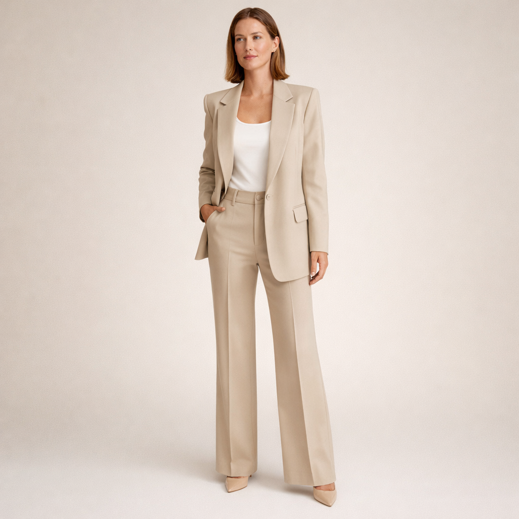 Two-Piece Set Women's Tailored Blazer and Wide-Leg Trousers - Image 1