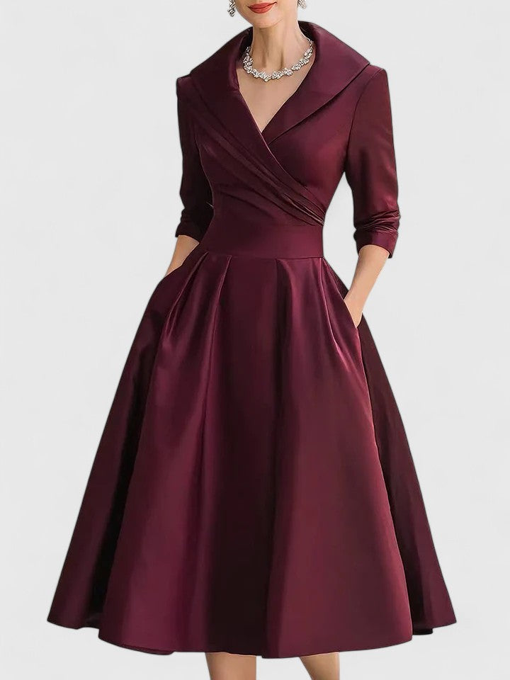 Ewelina – Elegantes Damen-Midikleid mit Wickeloberteil