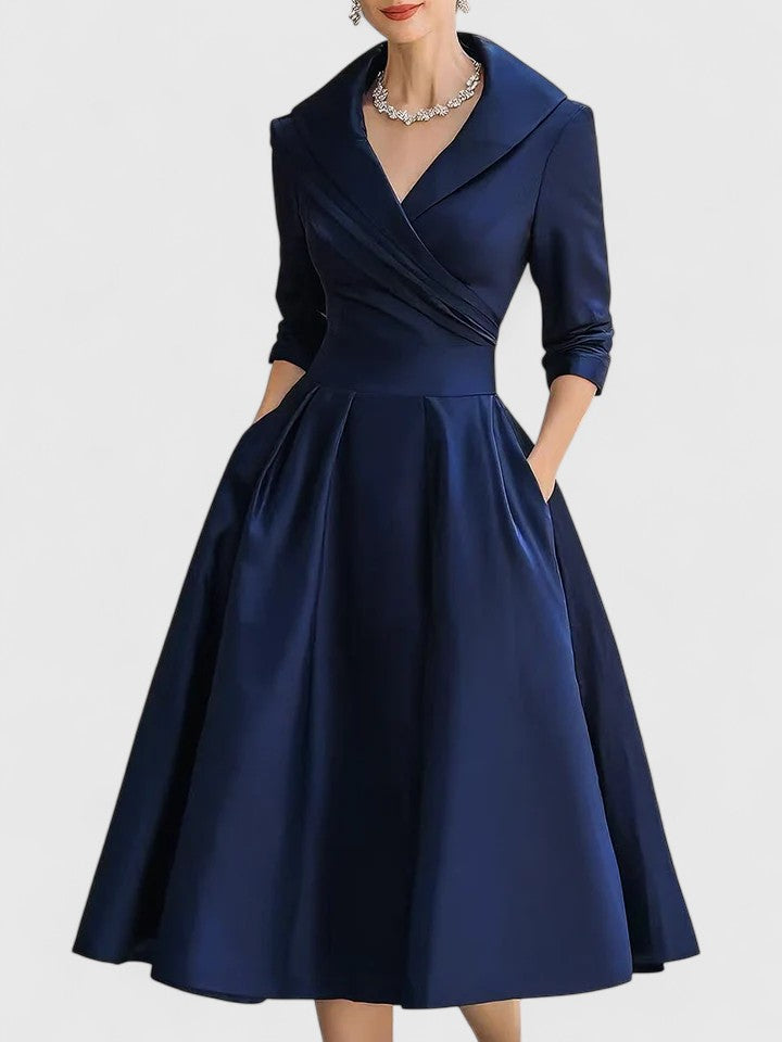 Ewelina – Elegantes Damen-Midikleid mit Wickeloberteil