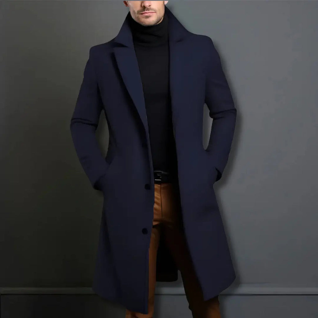 Stilvoller Herren-Wintermantel mit taillierter Passform, fallendem Revers und Knopfverschluss - J&B - 8 - Atelier-Zofia