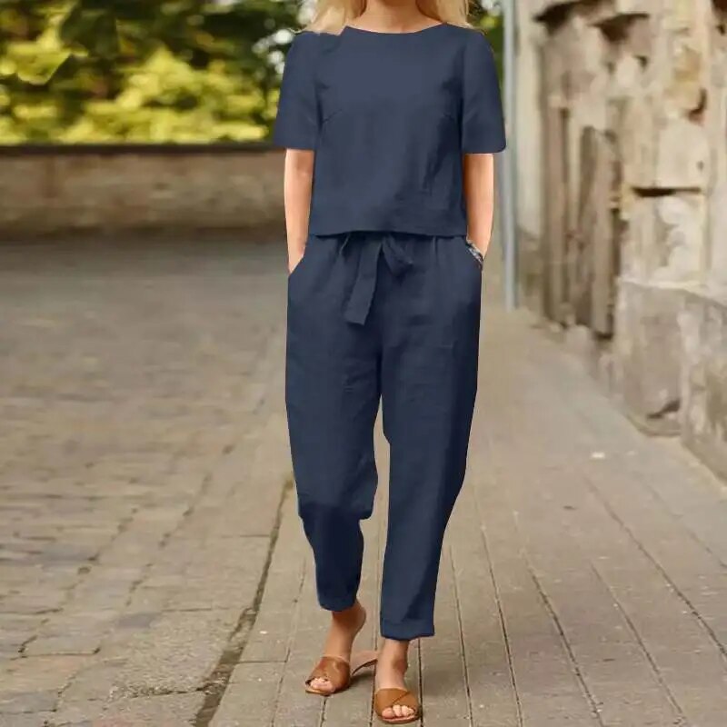 Anna – Elegantes und Bequemes Zweiteiliges Leinen-Set für Damen