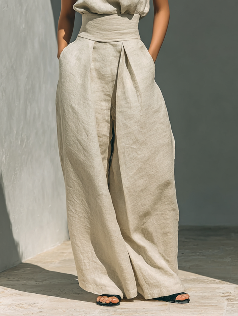 Thea – Elegant sleeveless cotton-linen Set for Women - Image 7