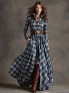 Helena – Kariertes Maxi-Hemdkleid