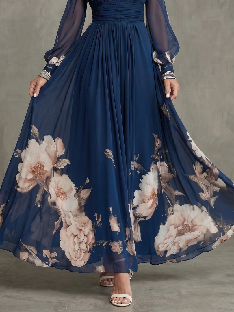 Elegantes Maxikleid für Damen mit tiefem V-Ausschnitt - J&B - 3 - Atelier-Zofia