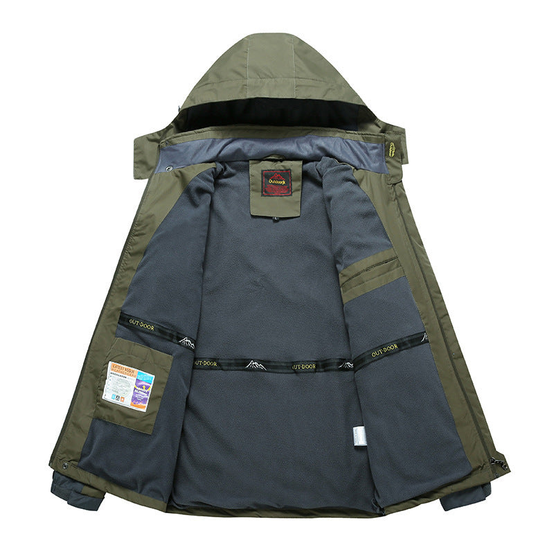 Herrenjacke wasserdicht mit Kapuze und winddichten Eigenschaften - J&B - 7 - Atelier-Zofia