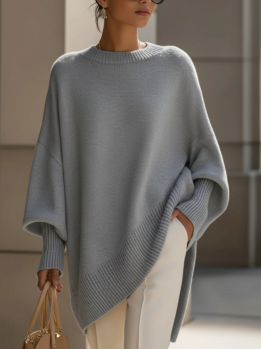 Isabella – Eleganter Damen-Strickponcho mit asymmetrischem Schnitt