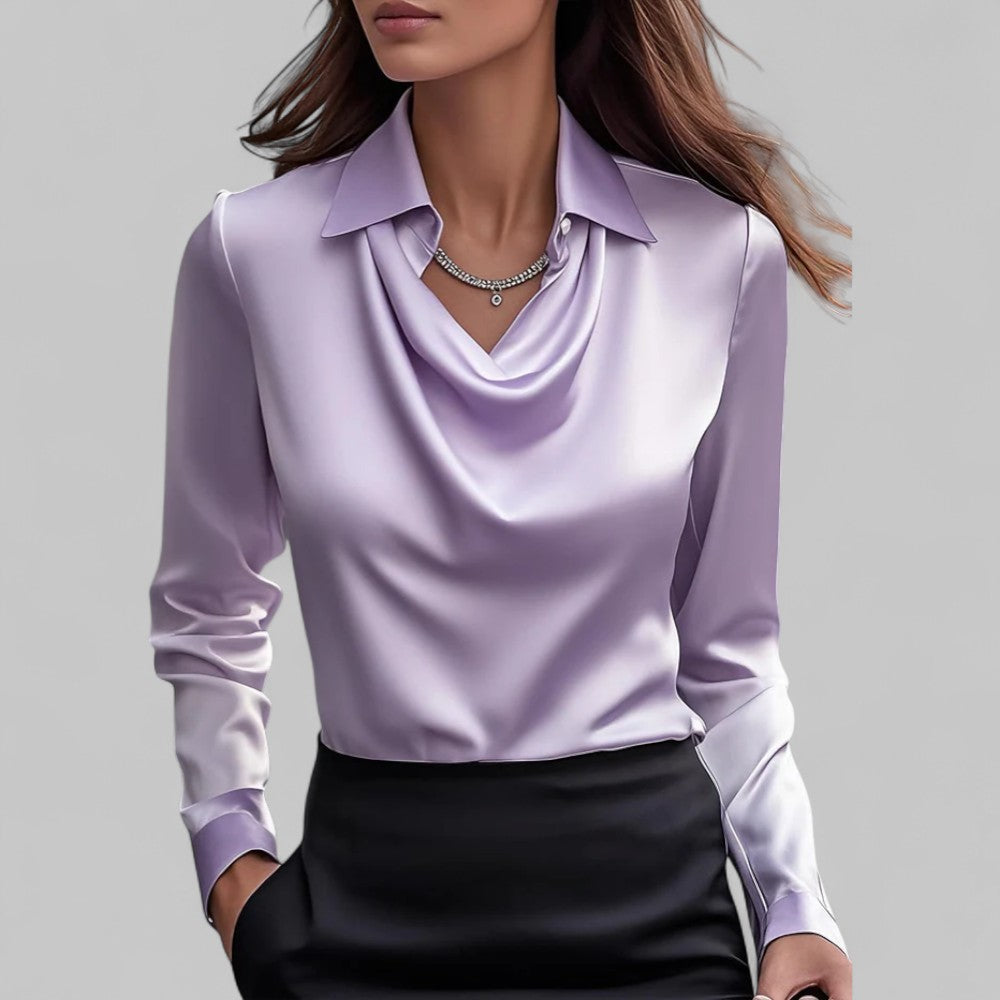 Victoria – Elegante Damenbluse mit fließendem Wasserfallausschnitt