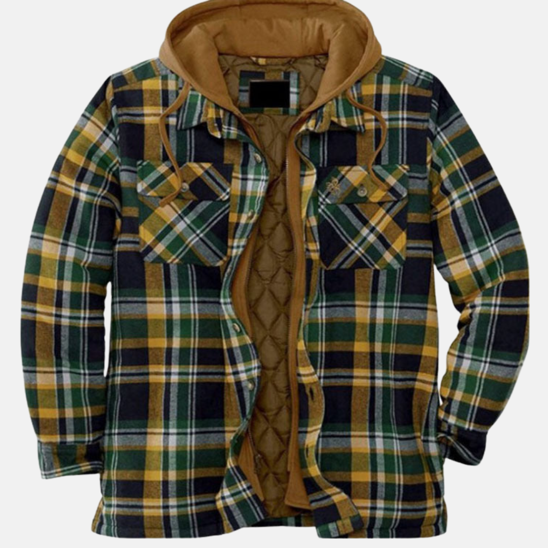 Herren Karo-Jackett mit Kapuze und Knopfverschluss - J&B - 3 - Atelier-Zofia