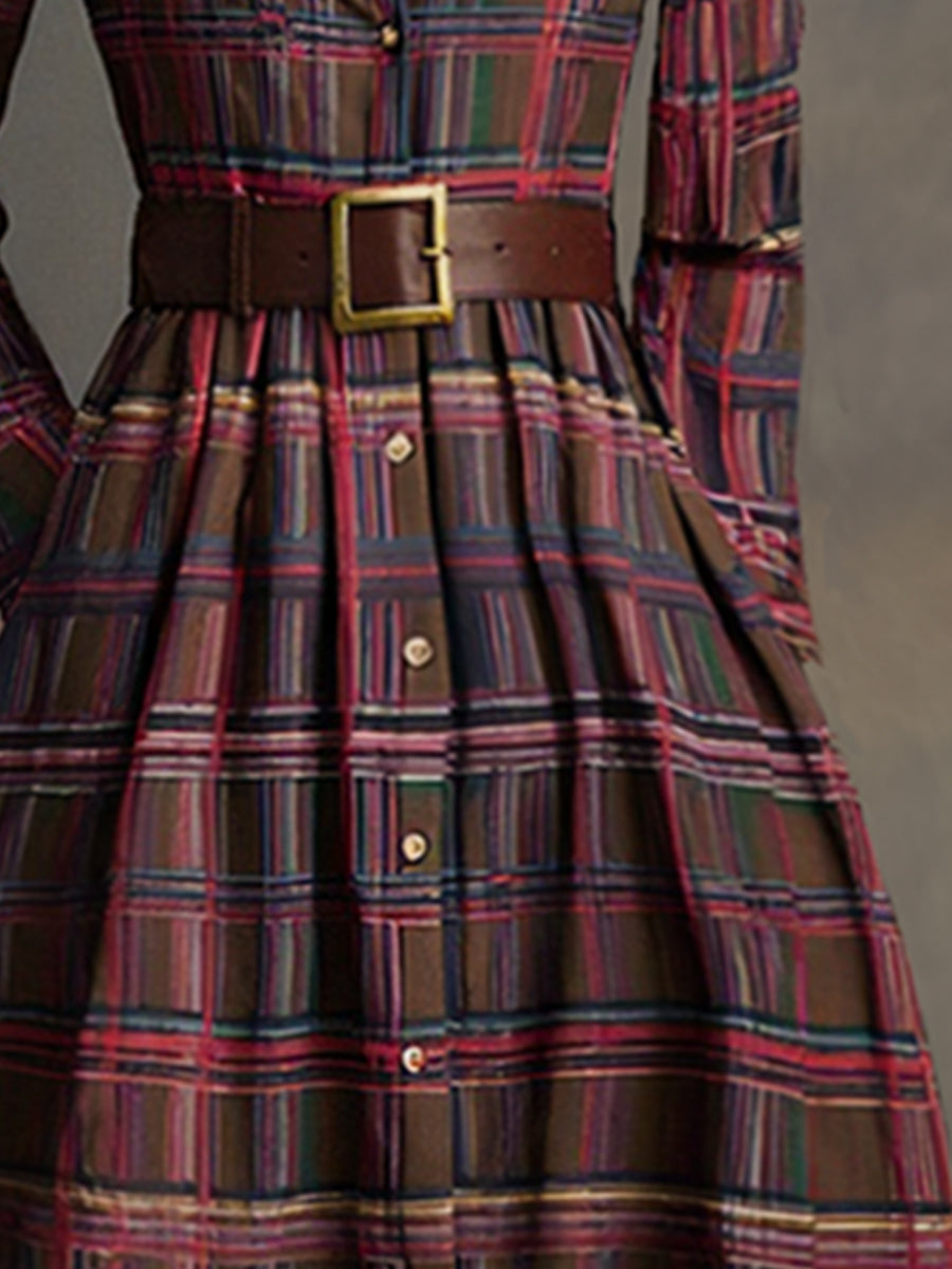 Helena – Kariertes Maxi-Hemdkleid