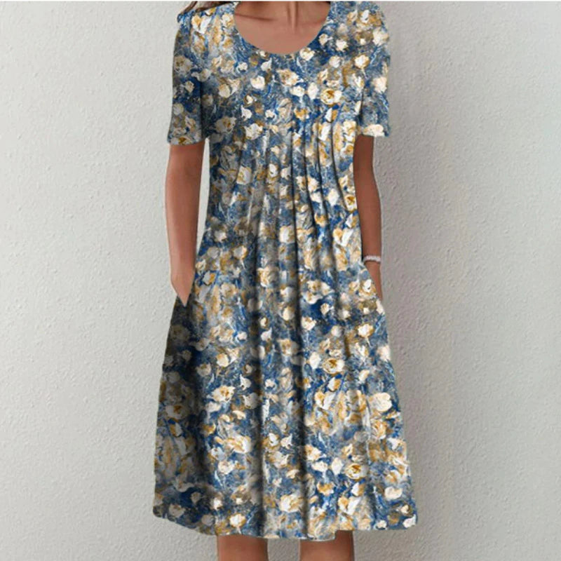 Lily – Stilvolles und lässiges Damenkleid mit floralem Muster und Taschen