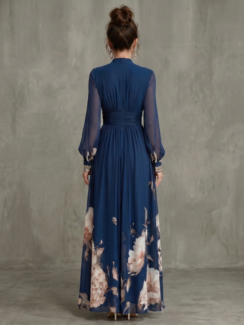 Elegantes Maxikleid für Damen mit tiefem V-Ausschnitt - J&B - 4 - Atelier-Zofia