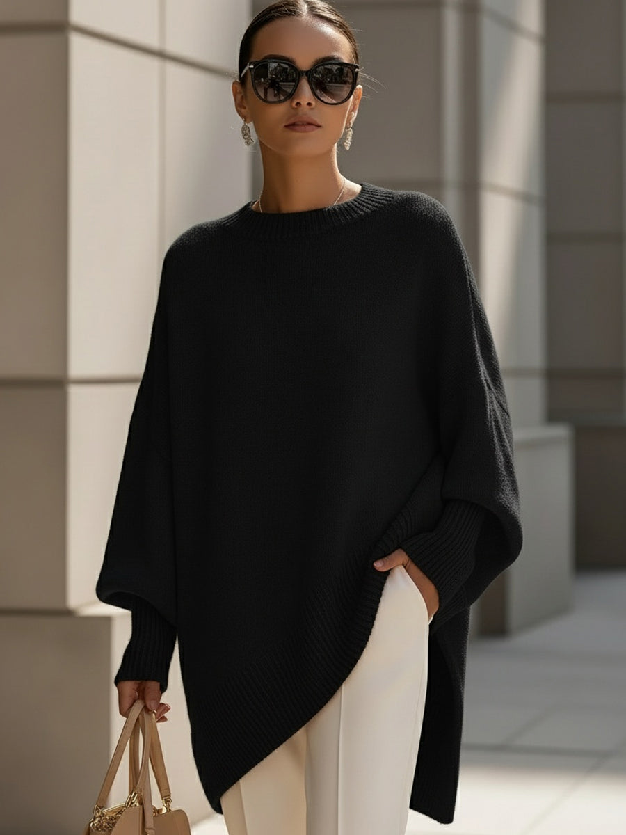 Isabella – Eleganter Damen-Strickponcho mit asymmetrischem Schnitt