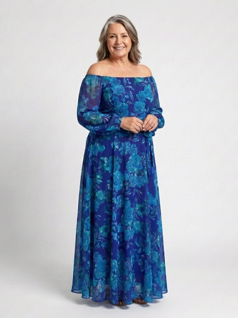 Alina – Elegant Off-Shoulder Maxi Dress for Women - Image 4