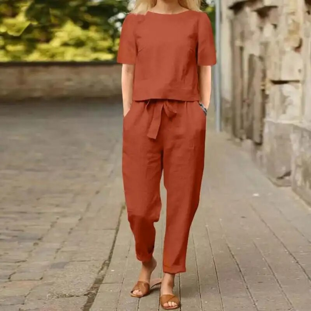 Anna – Elegantes und Bequemes Zweiteiliges Leinen-Set für Damen
