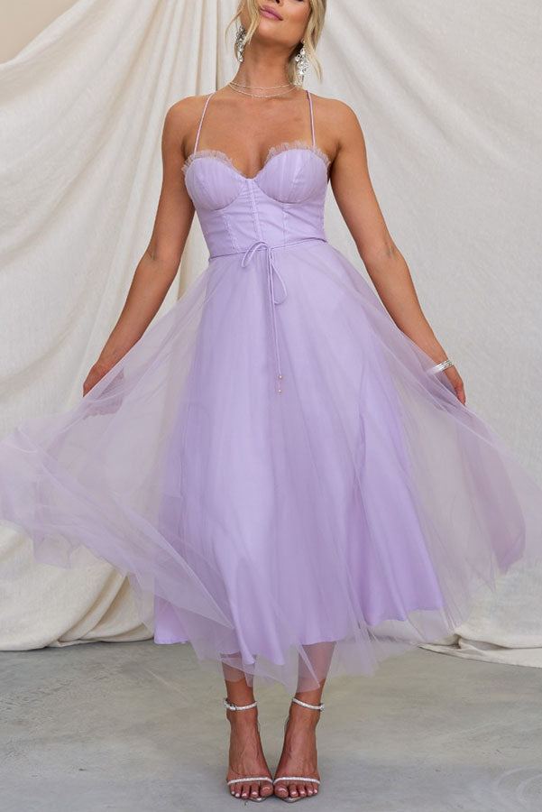 Sandra – Women Chiffon Suspenders Tulle Dress - Image 17