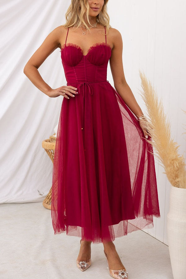 Sandra – Women Chiffon Suspenders Tulle Dress - Image 21