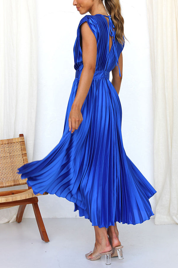 Mia – Women Satin Pleated Maxi Dress - Image 8