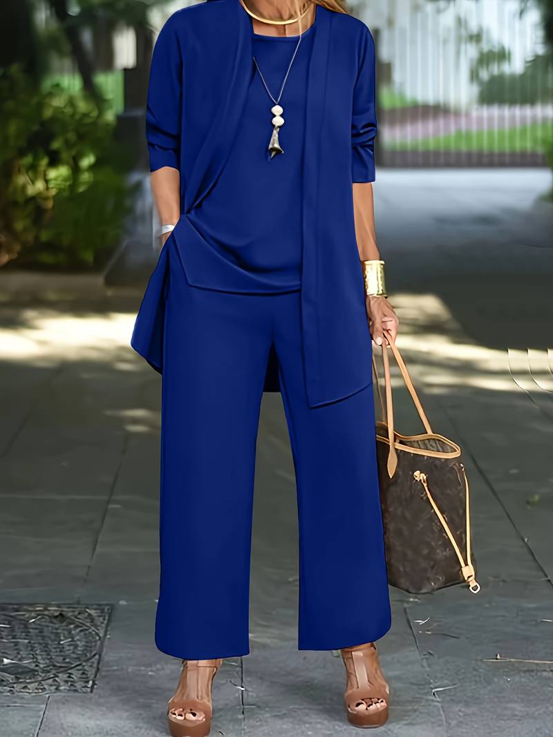 Damen 3-teiliges Set mit Jacke und weitem Schnitt - 4 - Atelier-Zofia