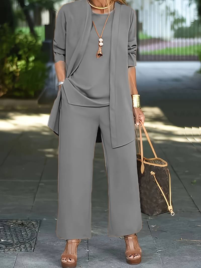 Damen 3-teiliges Set mit Jacke und weitem Schnitt - 8 - Atelier-Zofia