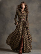 Helena – Kariertes Maxi-Hemdkleid
