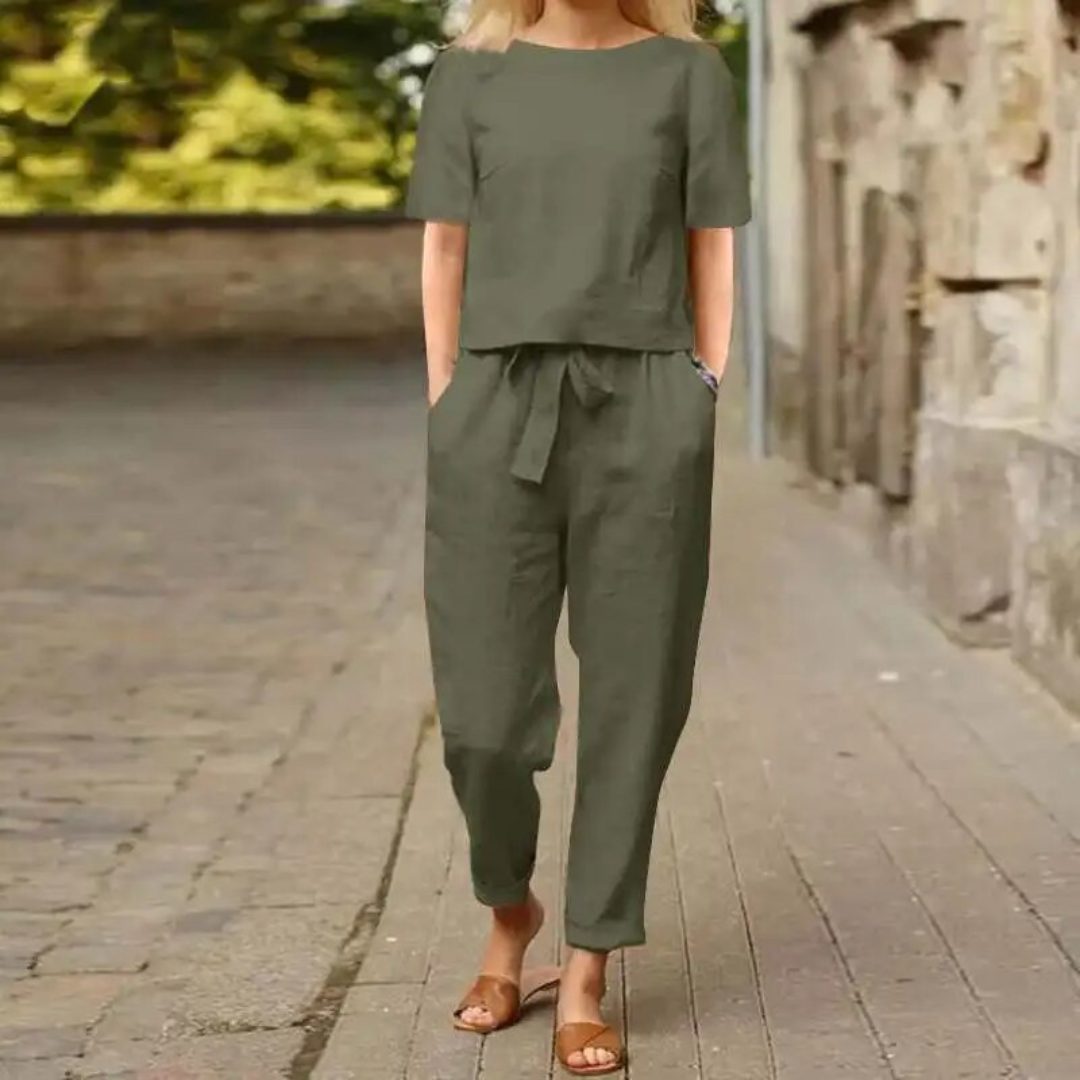Anna – Elegantes und Bequemes Zweiteiliges Leinen-Set für Damen